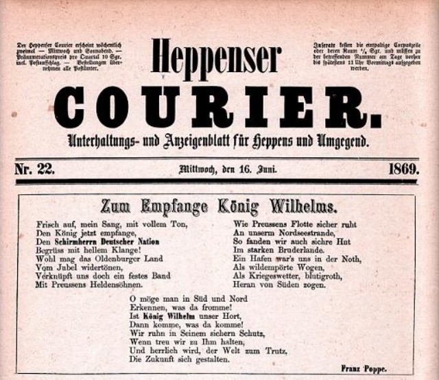 Heppenser Courier vom 16. Juni 1869